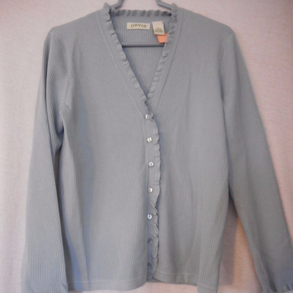 Orvis Size S Silk Blend Sweater ruffled edges